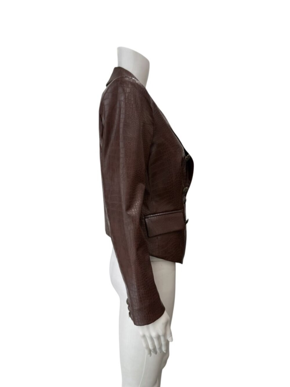 $598 Veronica Beard Brown Cooke Oneta Faux Croc Leather Blazer Jacket size 2 - Picture 5 of 10